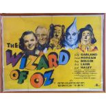 Vintage Movie Posters: Wizard of Oz, circa 1950, UK Quad 30in x 40in, folds and some splits along