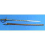 An Officer's sword and scabbard, by T. McBride, in poor condition.