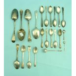 A Victorian set of six silver Teaspoons, by Isaac Summers, with beaded handles, together with a