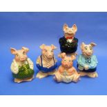 NatWest Pigs Money Banks: a set of five Wade piggy banks from NatWest, including Sir Nathaniel