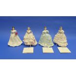 Three Royal Worcester 'Romance of the Victorian Era' figurines, The Fairest Rose, Royal Debut and