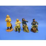 Four Royal Doulton figurines: Sea Harvest, HN 2257; The Lobster Man, HN 2317; The Boatman, HN