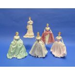 Four Coalport porcelain figurines, Midnight Masquerade, Millennium Debut, The Rose Ball and Royal