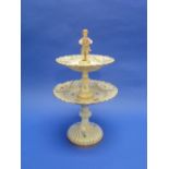 A 19thC Meissen figural Cake Stand, with pierced basketwork border decorated in gilt and painted