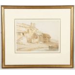 Samuel Prout O.W.S. 1783-1852, 'Near Exeter, Devon', watercolour, in good condition with label verso