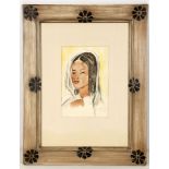 R. Power, mid 20th Century, 'Tahitian Girl', gouache on paper, signed lower right and dated '