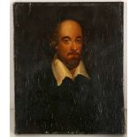 c. 17th / 18th Century, 'William Shakespeare' oil on panel, verso, a partial old label in Norwegian;