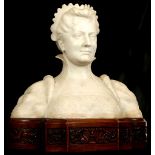 Mid 19th Century, Italian school, a white marble portrait bust of a distinguished Renaissance lady