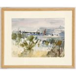 Joan Hodes b.1925, British, 'Suffolk Broads, watercolour, signed lower left, mounted and framed,