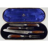 Four Victorian carving knives and forks with antle