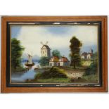 A 19th Century naive glass reverse painting depict