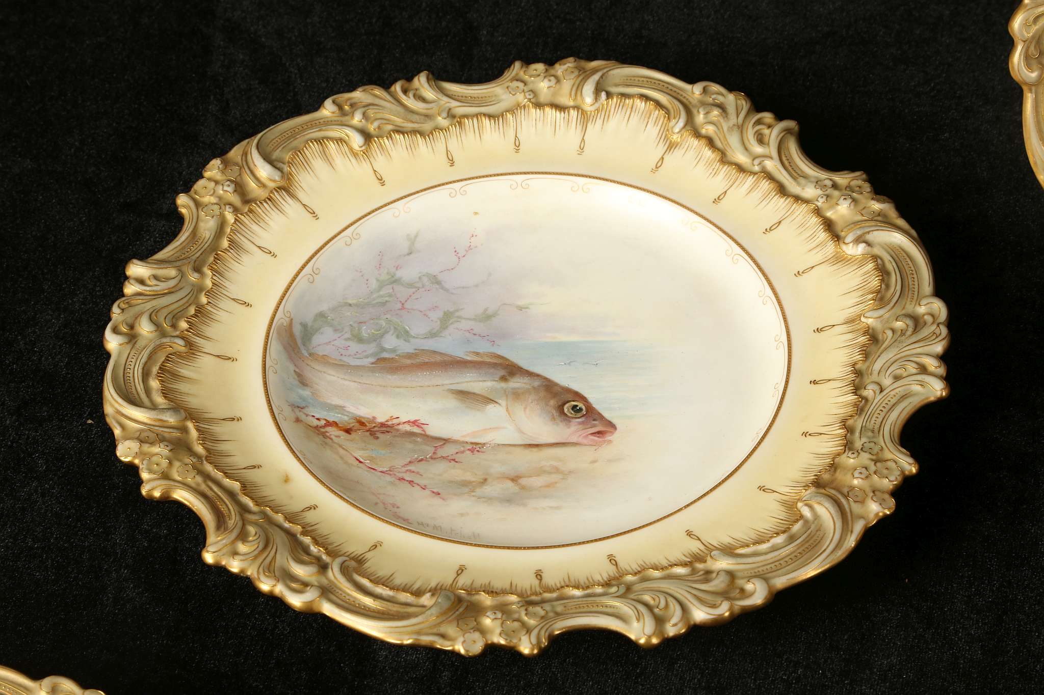 HENRY MITCHELL FOR DOULTON BURSLEM, circa 1900, a set of twelve cabinet plates finely painted with - Image 6 of 9