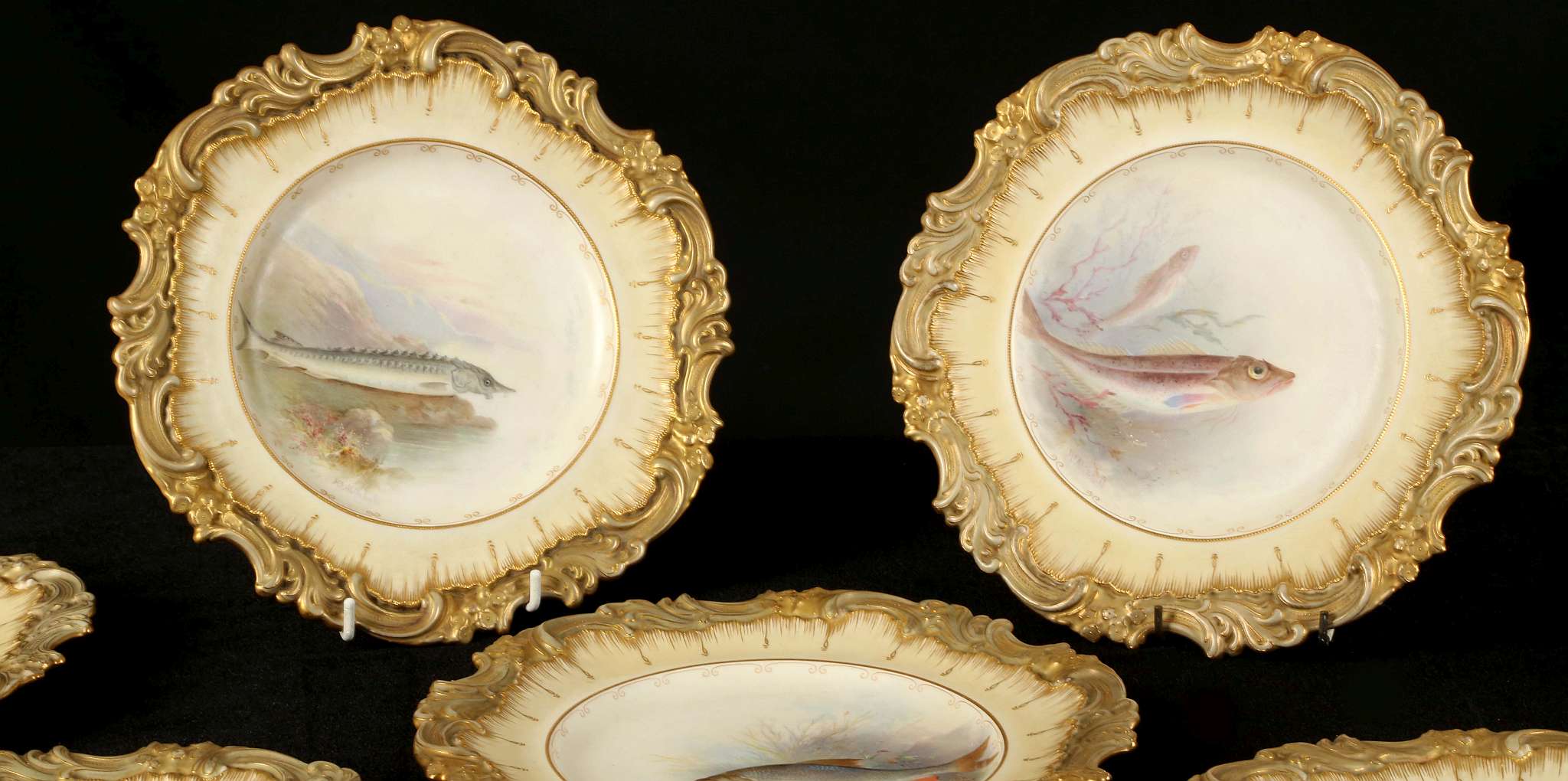 HENRY MITCHELL FOR DOULTON BURSLEM, circa 1900, a set of twelve cabinet plates finely painted with - Image 2 of 9