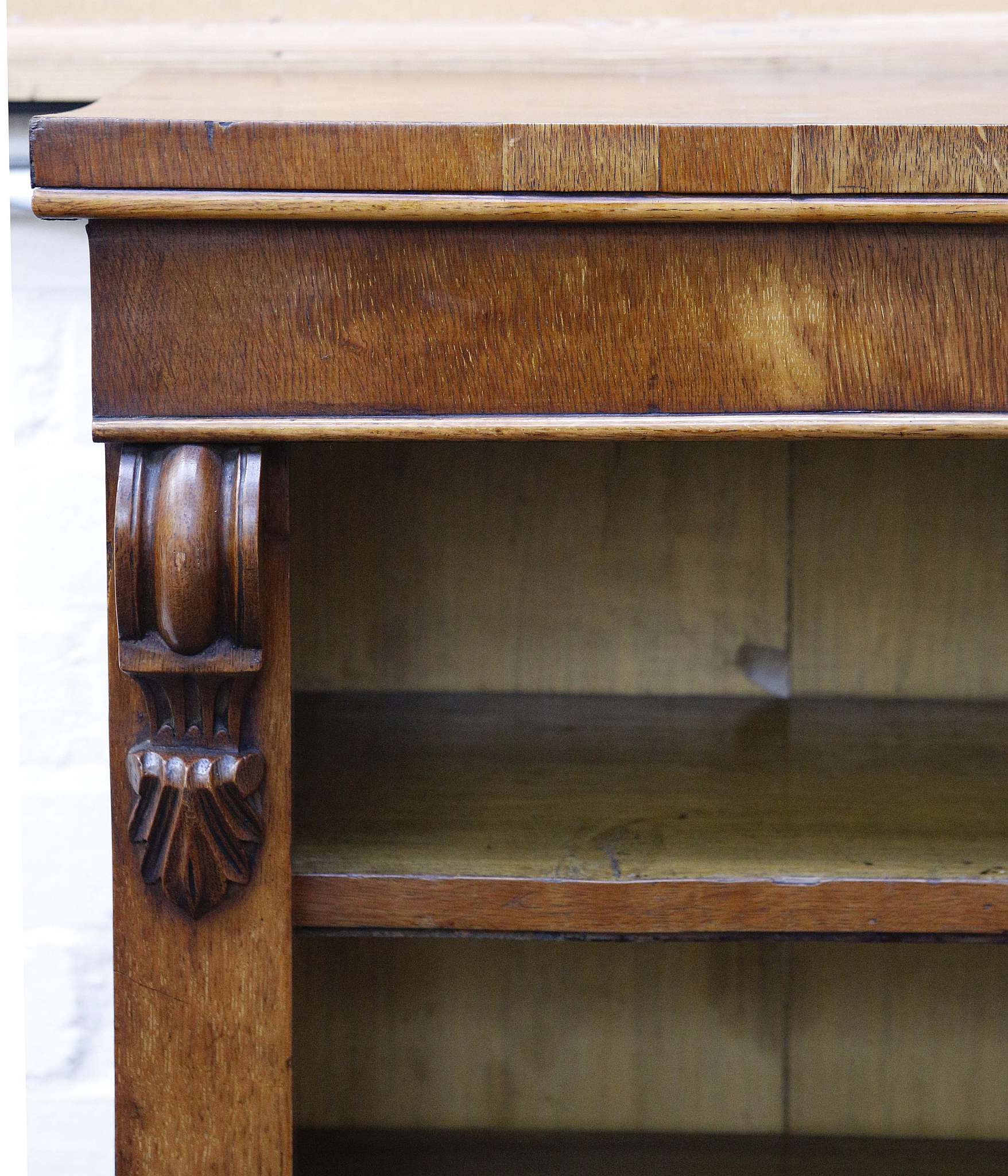 Early 20th century open book shelves, light mahogany, applied scroll mounts, adjustable shelves. - Image 2 of 2