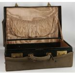 A late Victorian or early Edwardian, green leather vanity case by J.C. Vickery of Regent Street, W1,