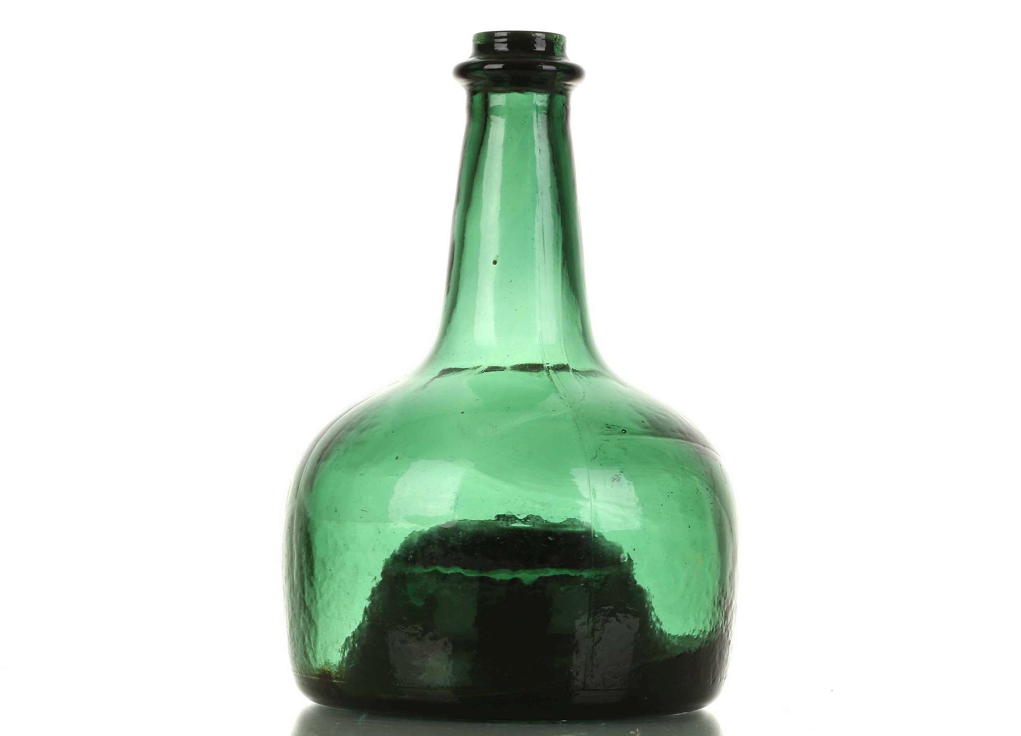 A NOVELTY GREEN GLASS MUSICAL ONION WINE BOTTLE, early 20th century, moulded in 18th century - Image 3 of 5