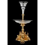 A VERY FINE GILT BRONZE AND ETCHED GLASS TABLE CENTREPIECE, late 19th century, by Horace