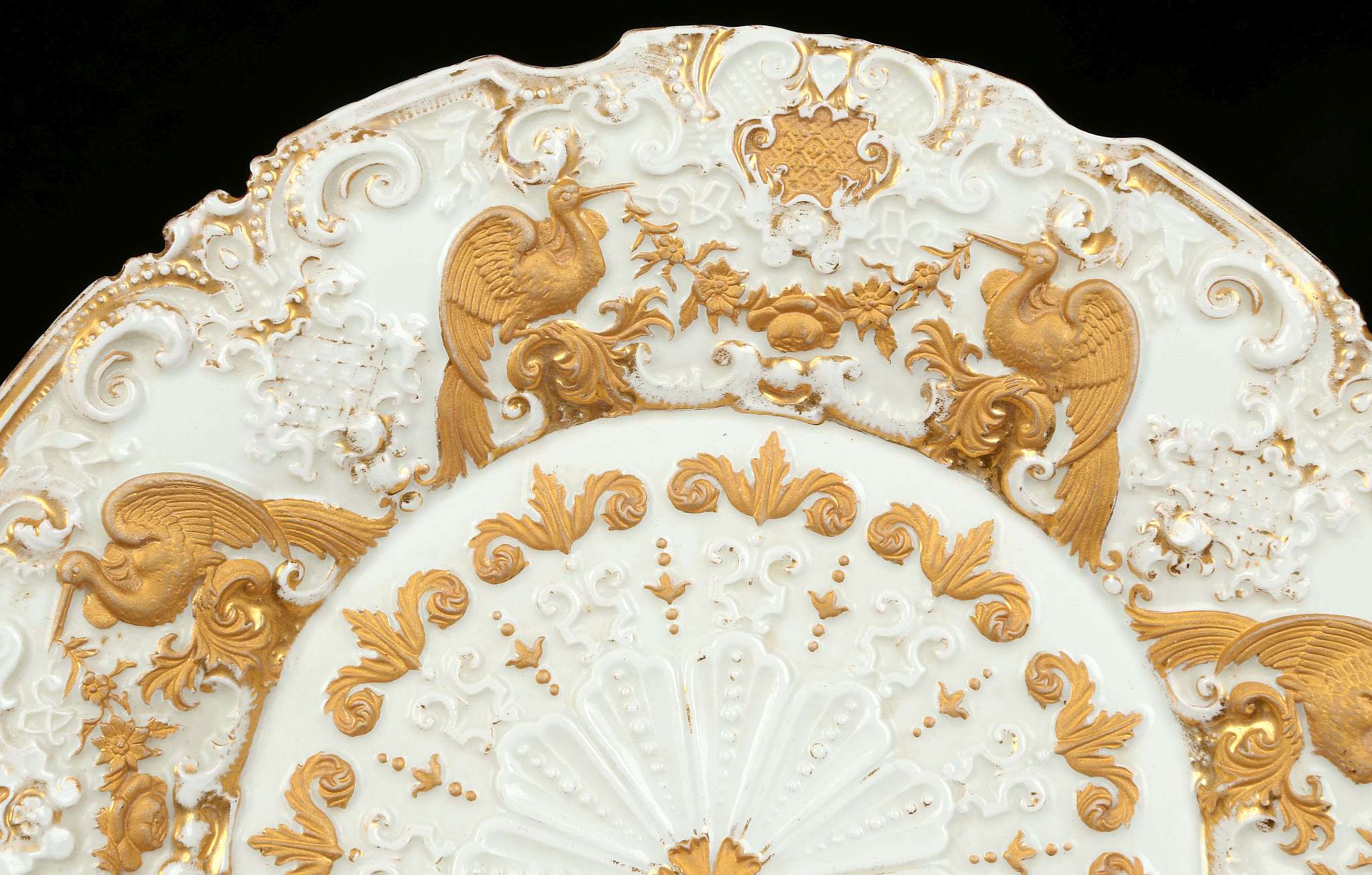 A MEISSEN CABINET PLATE, late 19th century, elaborately moulded in relief with a central rosette, - Image 3 of 4