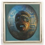 WALLACE JONES, 1963, a pair of studio prints depicting tribal masks, entitled 'Sun and Moon Mask' (