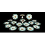 A FINE MINTON DESSERT SERVICE, dated 1873, individually painted with different flower specimens, all