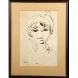 FULVIO BIANCONI (1915-1996), STUDIO PORTRAIT OF A YOUNG WOMAN, 20th century, pen and ink on paper,