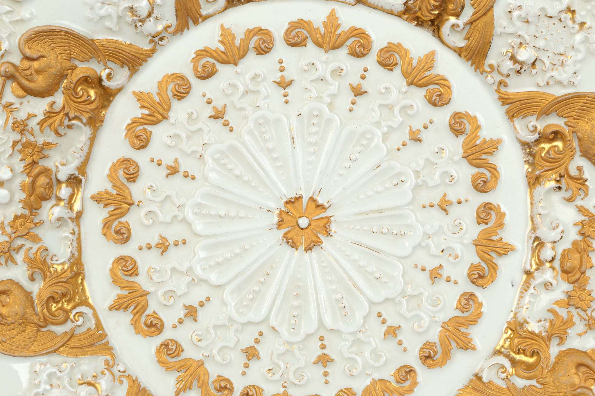 A MEISSEN CABINET PLATE, late 19th century, elaborately moulded in relief with a central rosette, - Image 2 of 4