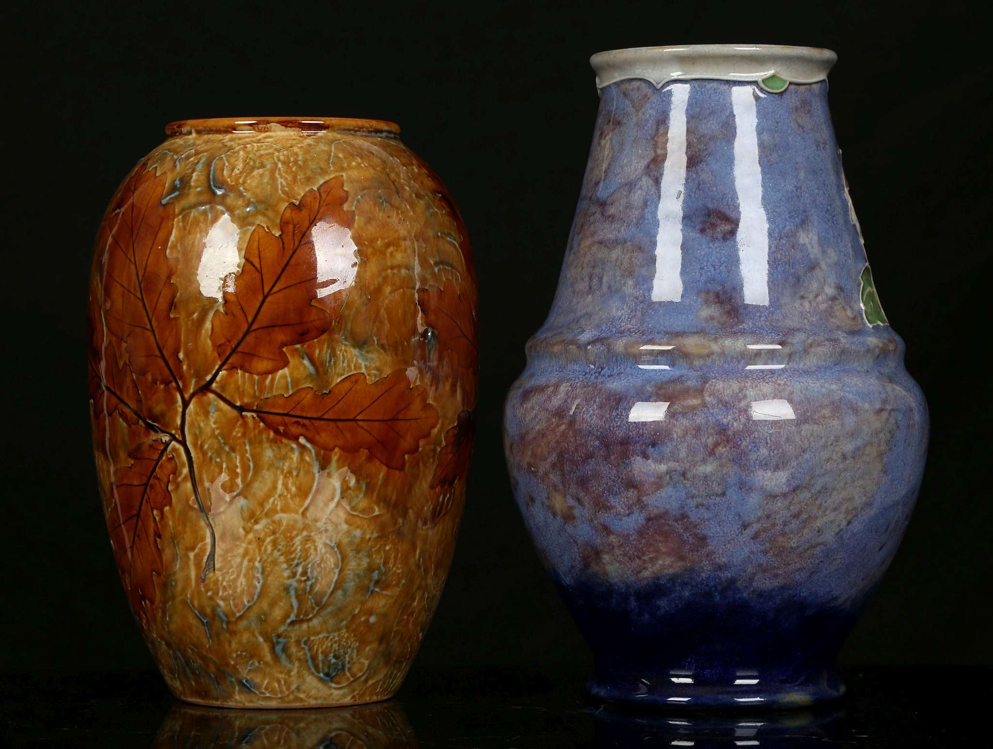 FOUR INTERESTING DOULTON VASES, early 20th century, comprising a Royal Doulton 'Natural Foliage - Image 8 of 10