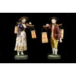 A PAIR OF DERBY FIGURES OF A MILKMAN AND MILKMAID, circa 1820, both modelled standing, carrying