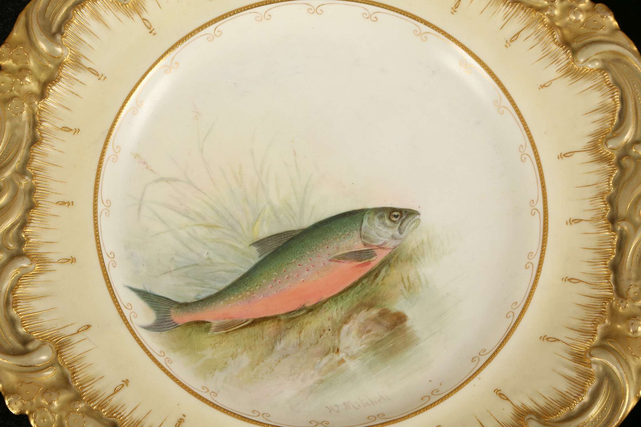 HENRY MITCHELL FOR DOULTON BURSLEM, circa 1900, a set of twelve cabinet plates finely painted with - Image 5 of 9