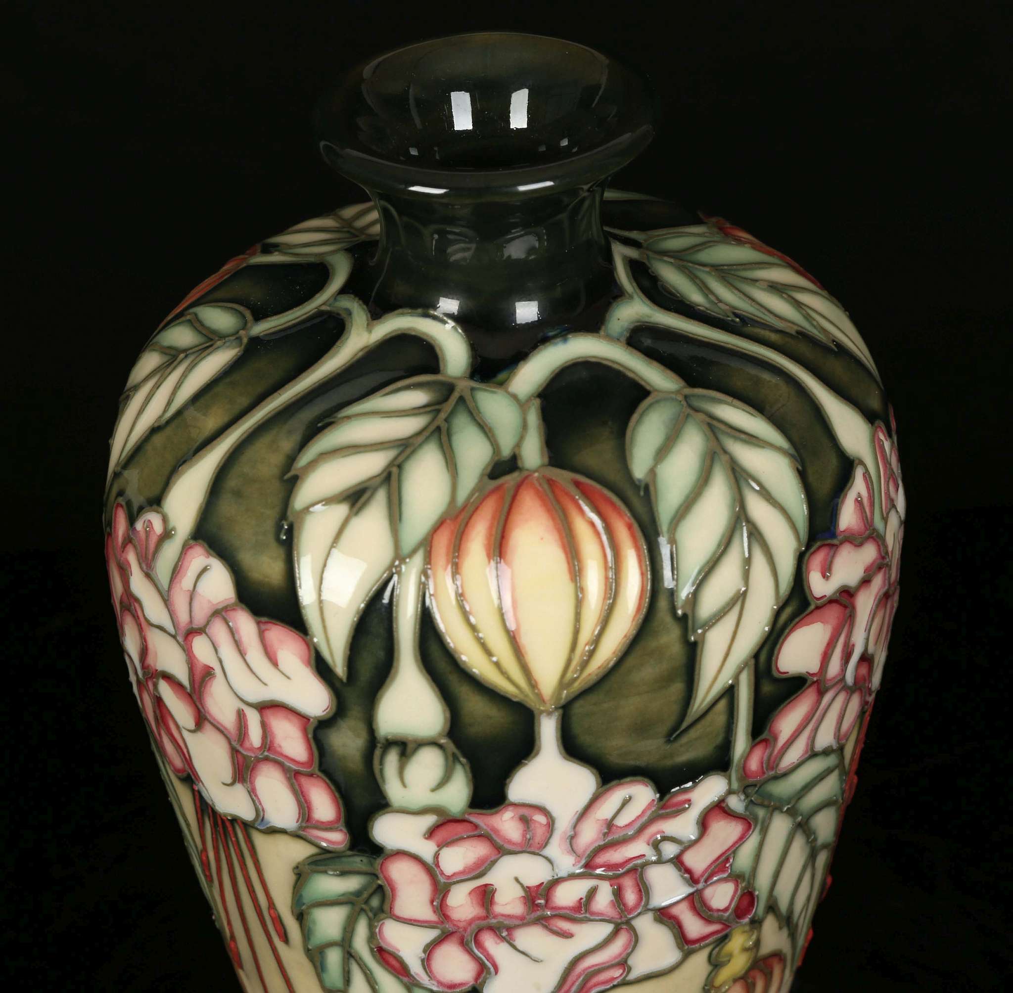 TWO LIMITED EDITION MOORCROFT POTTERY VASES, one decorated in the 'Sunderland' pattern by Shirley - Image 4 of 6