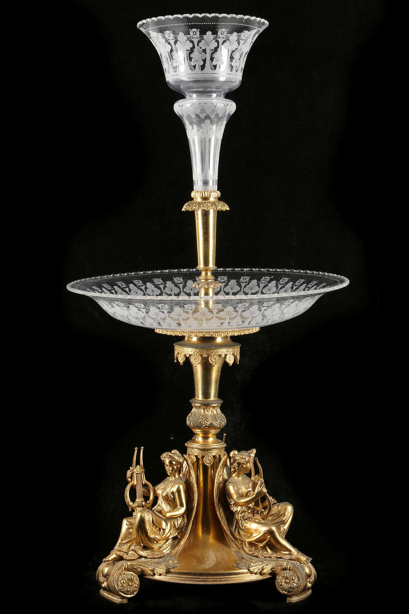 A VERY FINE GILT BRONZE AND ETCHED GLASS TABLE CENTREPIECE, late 19th century, by Horace - Image 2 of 6