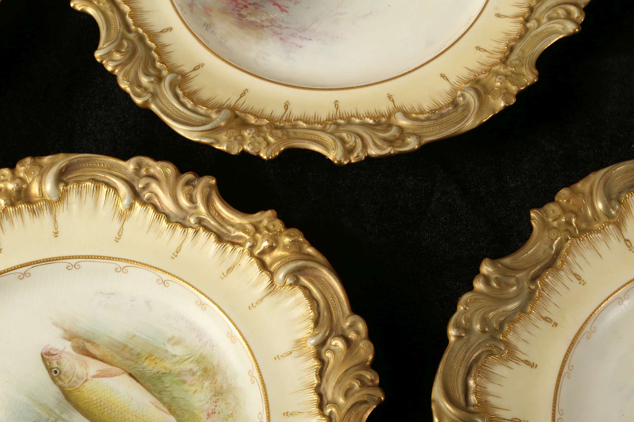 HENRY MITCHELL FOR DOULTON BURSLEM, circa 1900, a set of twelve cabinet plates finely painted with - Image 3 of 9