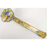 A 20th century enamel rui sceptre, dragon, floral and fruit decoration. 24cm long.