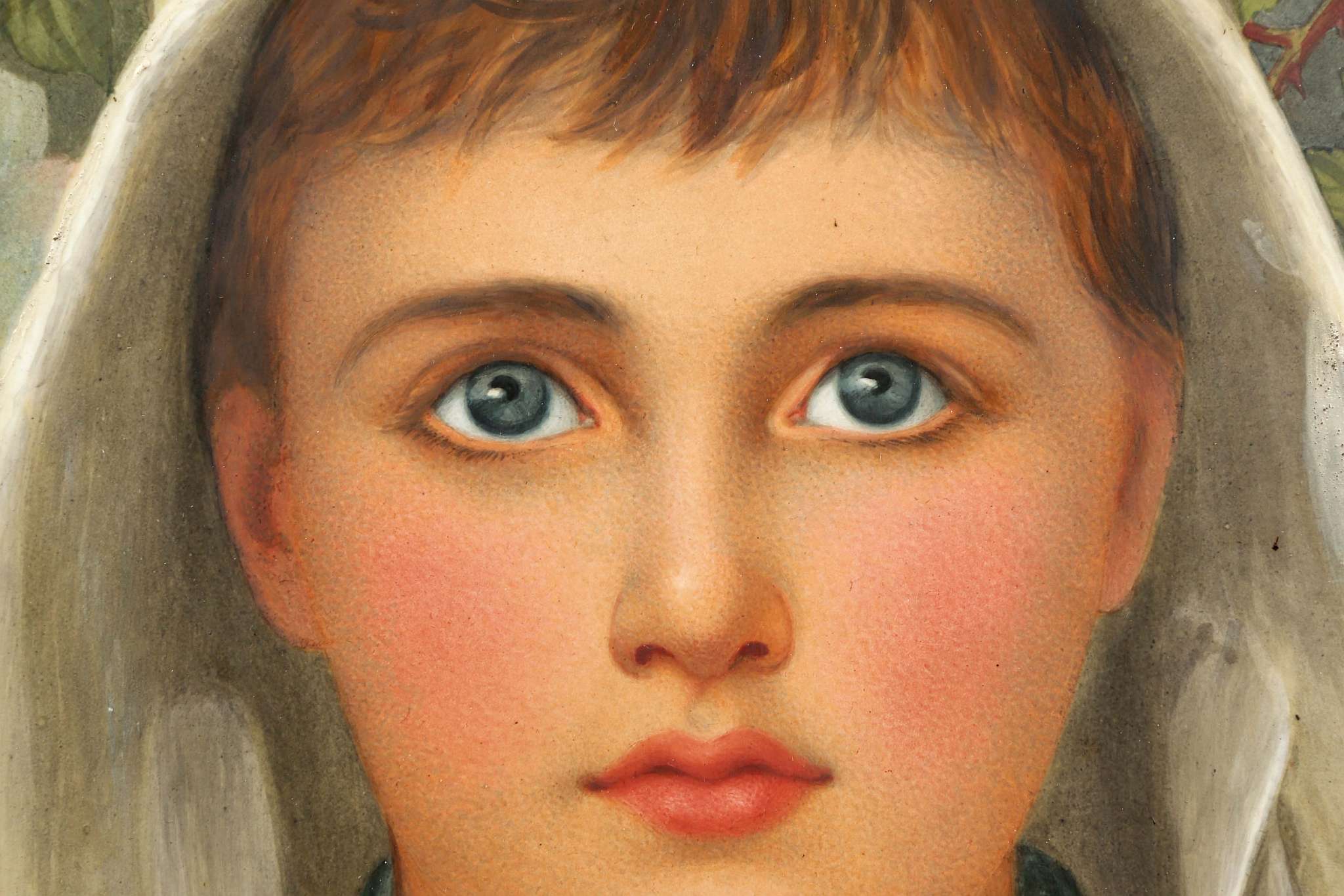 A PORCELAIN PLAQUE BY B. TURYNAM, late 19th century, finely pained with a young girl wearing a - Image 2 of 3
