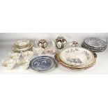 A Davenport part tea service c.1840. Comprising 5 teacups and saucers and 2 large plates,