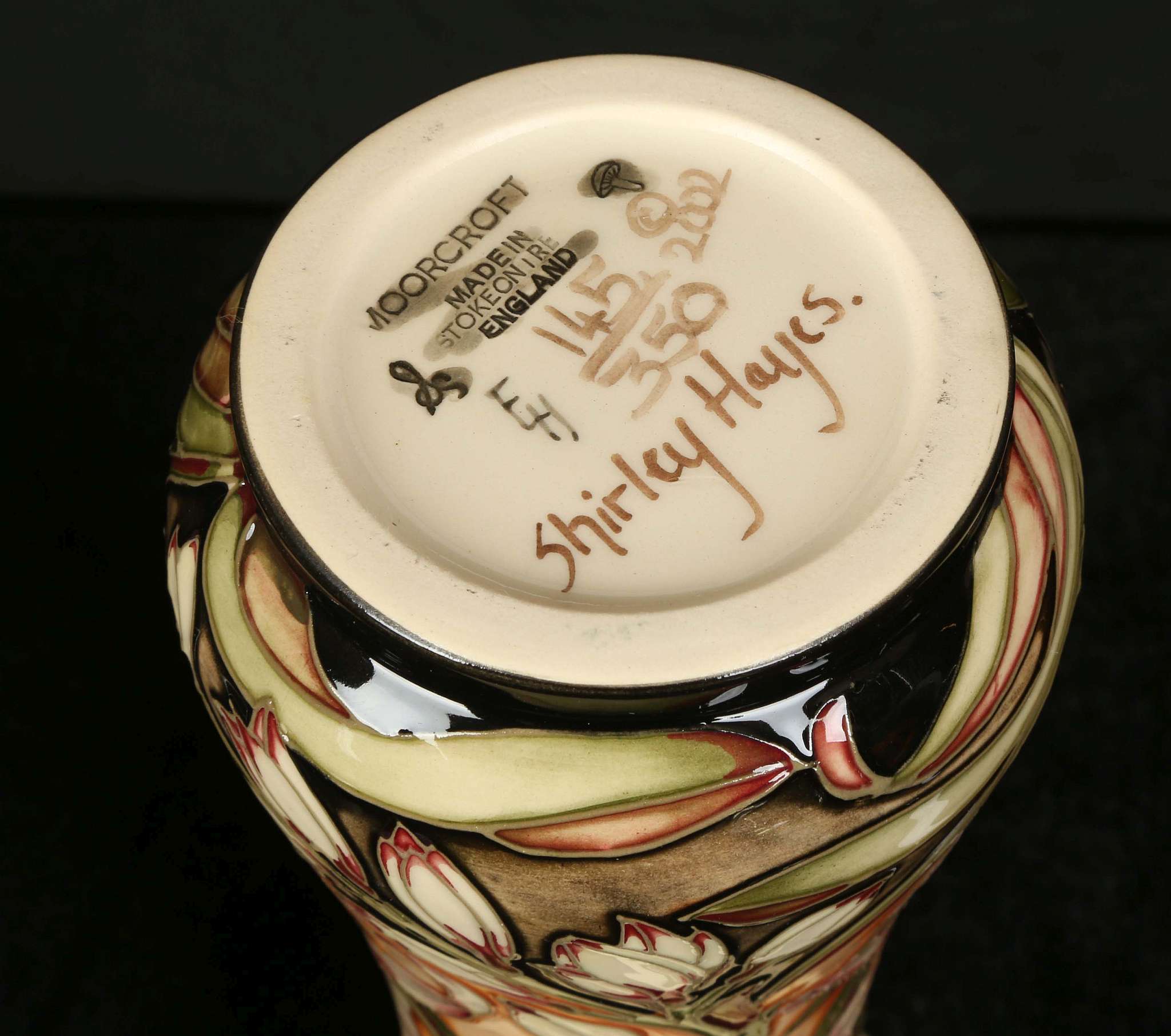 TWO LIMITED EDITION MOORCROFT POTTERY VASES, one decorated in the 'Sunderland' pattern by Shirley - Image 6 of 6