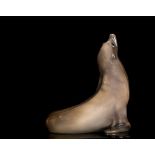 A MASSIVE ROYAL COPENHAGEN FIGURE OF A SEA LION, 20th century, modelled lookign to the sky and