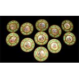 A SET OF TWELVE ROYAL LEIGHTON CABINET PLATES, 20th century, printed with allegorical scenes of