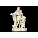 A ROYAL WORCESTER BLANC DE CHINE FIGURE GROUP OF 'ROMEO AND JULIET', dated 1866, modelled standing