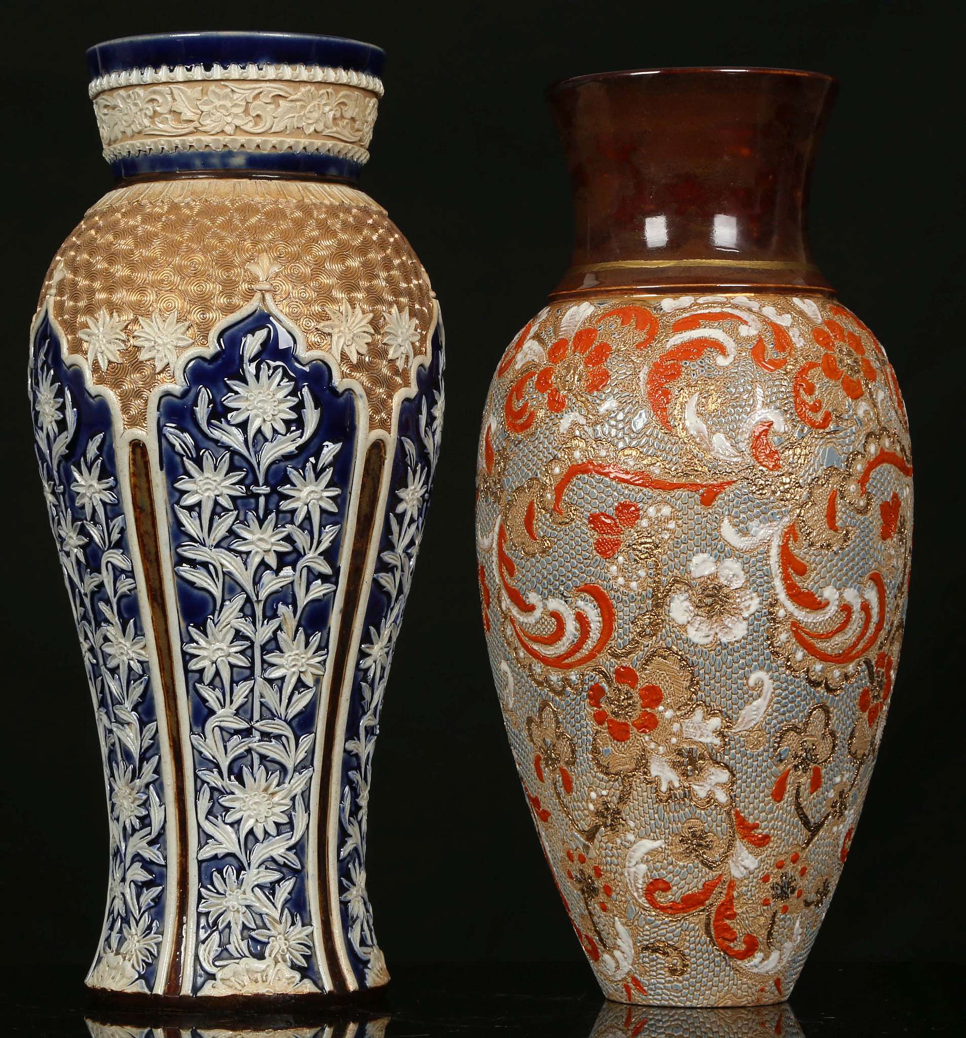 FOUR INTERESTING DOULTON VASES, early 20th century, comprising a Royal Doulton 'Natural Foliage - Image 3 of 10