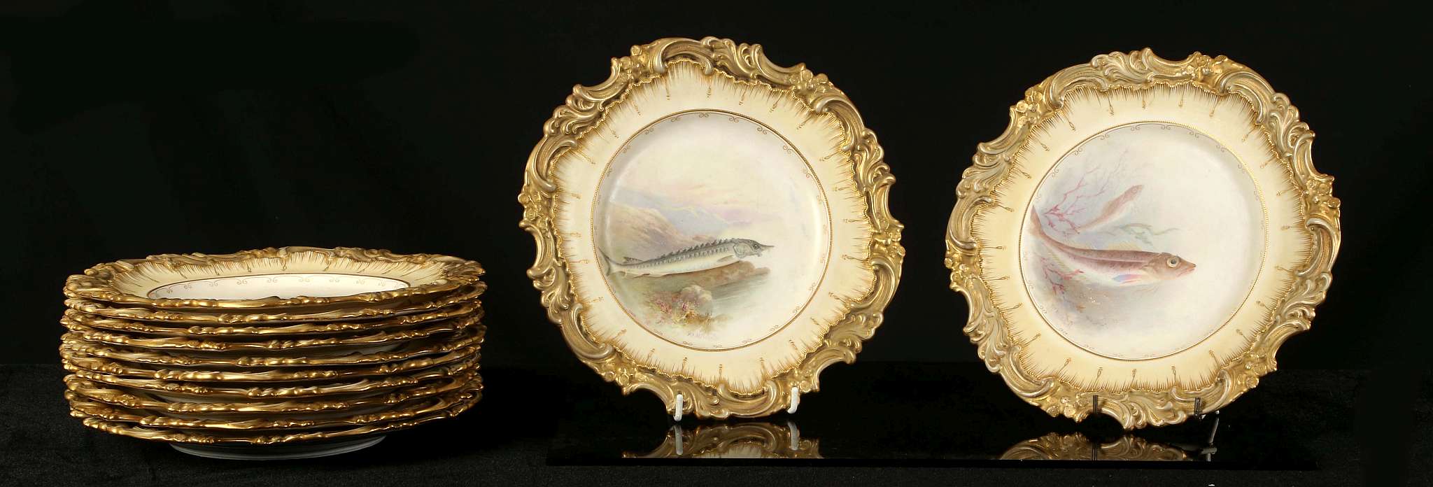 HENRY MITCHELL FOR DOULTON BURSLEM, circa 1900, a set of twelve cabinet plates finely painted with - Image 9 of 9