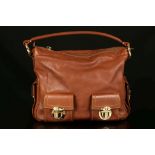 MARC JACOBS BLAKE HOBO BAG, soft brown leather with contrasting stitching, gilt tone hardware,