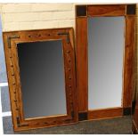 Two Thakat hardwood framed mirrors, with iron work surround. (2).