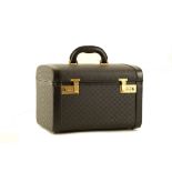 GUCCI HARD SIDE JEWELLERY CASE, black fabric with leather trim, mirror to interior, with lift out