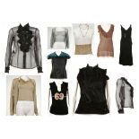 DESIGNER TOPS, to include two Carolina Herrera examples, Jasper Conran, a gold Chloe top and