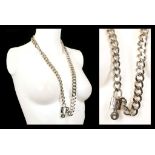 DIOR CHAIN AND PADLOCK BELT/NECKLACE, heavy silver tone chain with key and padlock