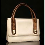 VINTAGE LOEWE HANDBAG, 1970s, cream coloured leath