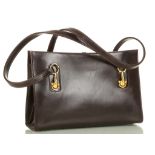 ASPREY HANDBAG, 1970s, brown leather with equestrian style gilt metal hardware, 25cm x 17cm