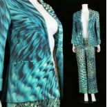 ROBERTO CAVALLI OUTFIT, comprising a jacket printed with butterfly wing inspired design, gilt