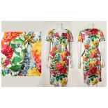 CHRISTIAN LACROIX SUMMER SUIT, 1980s, bright floral printed cotton comprising a short sleeve